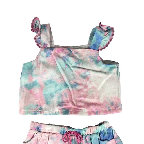 RARE EDITIONS Baby Girls Tie Dye Flutter Sleeve With Shorts Set - Picture 3 of 7